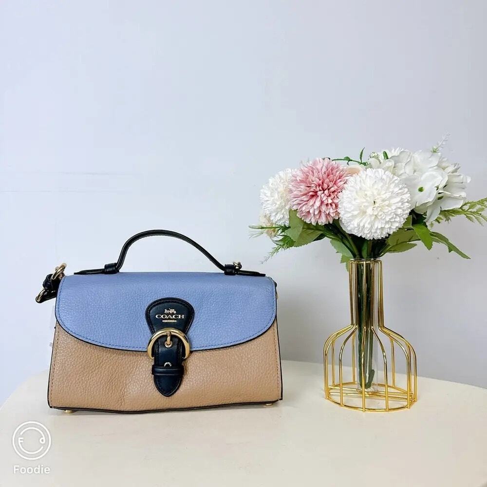 Coach C8161 Kleo Top Handle In Colorblock In Gold/Marble Blue Multi
